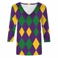 thumbnail image 3 of Mujeres Tres Cuartos de Manga Tops Navidad Impreso Suelto Casual V Cuello Camiseta Suéter Top para Fiesta Y Vacaciones, 3 of 5