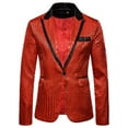 thumbnail image 4 of Olyvenn Deals Men's And Winter Fashion Personality Sequins Casual Suit Jacket Blazers Formal Business Office Work Suit Jacket Red 4, 4 of 5