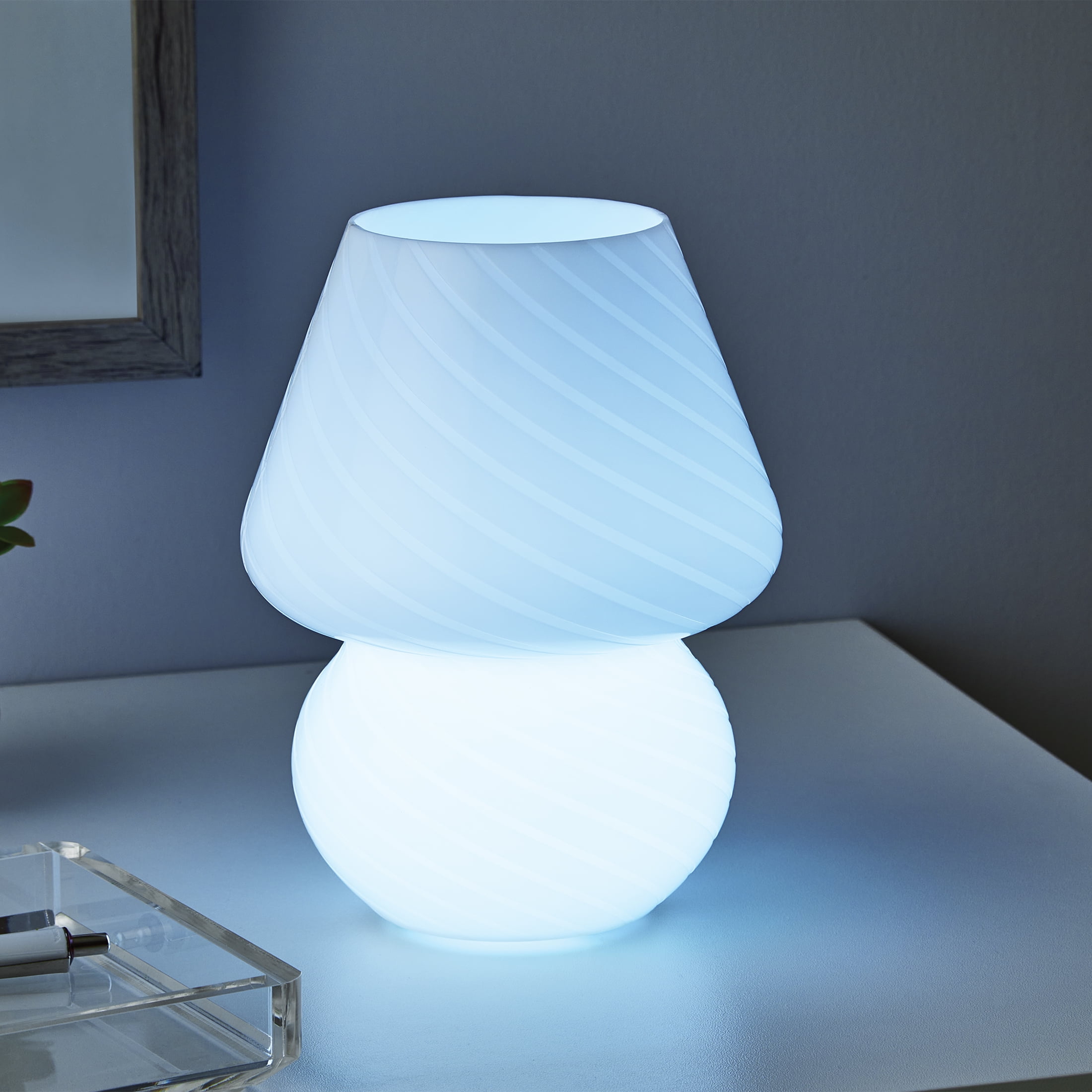 (1 pack) Mainstays 8" Color-Changing Mushroom Accent LED Lamp, White Stripe