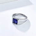 thumbnail image 2 of PAURO Square Gemstone Rings for Men Stainless Steel Gold/Silver Plated Colorful Statement Personalized Dainty Vintage Simple Jewelry Silver Blue Size 12, 2 of 5