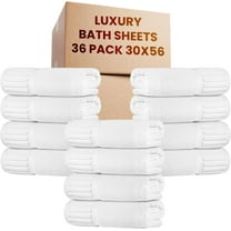 belem Luxury 36 White Large Bath Sheets Bulk (30x56) - 100% Cotton Towels - Save $149 in Bulk Bath Towels - Wholesale Towels in Bulk - Salon White Towels, Spa Towels and Gym Towels