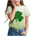 thumbnail image 2 of BLVB Kids St Patricks Day Shirt Boys Girls Shamrock Clover Graphic Tees Toddler Short Sleeve Crewneck T-Shirt Top, 2 of 5