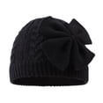 thumbnail image 2 of Baby Girl Winter Hat Cute Bow Infant Beanie Warm Knitted Hats for Toddler Kids Girls 0-6 Years (Black,M), 2 of 6