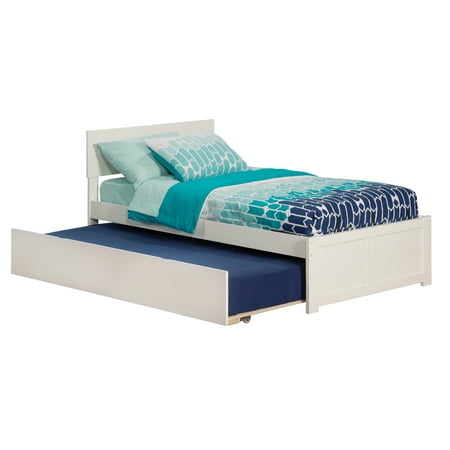White Storage Trundle Orlando Twin Platform Bed with Flat Panel Foot Board and Twin Size Urban Trundle Bed in White ()