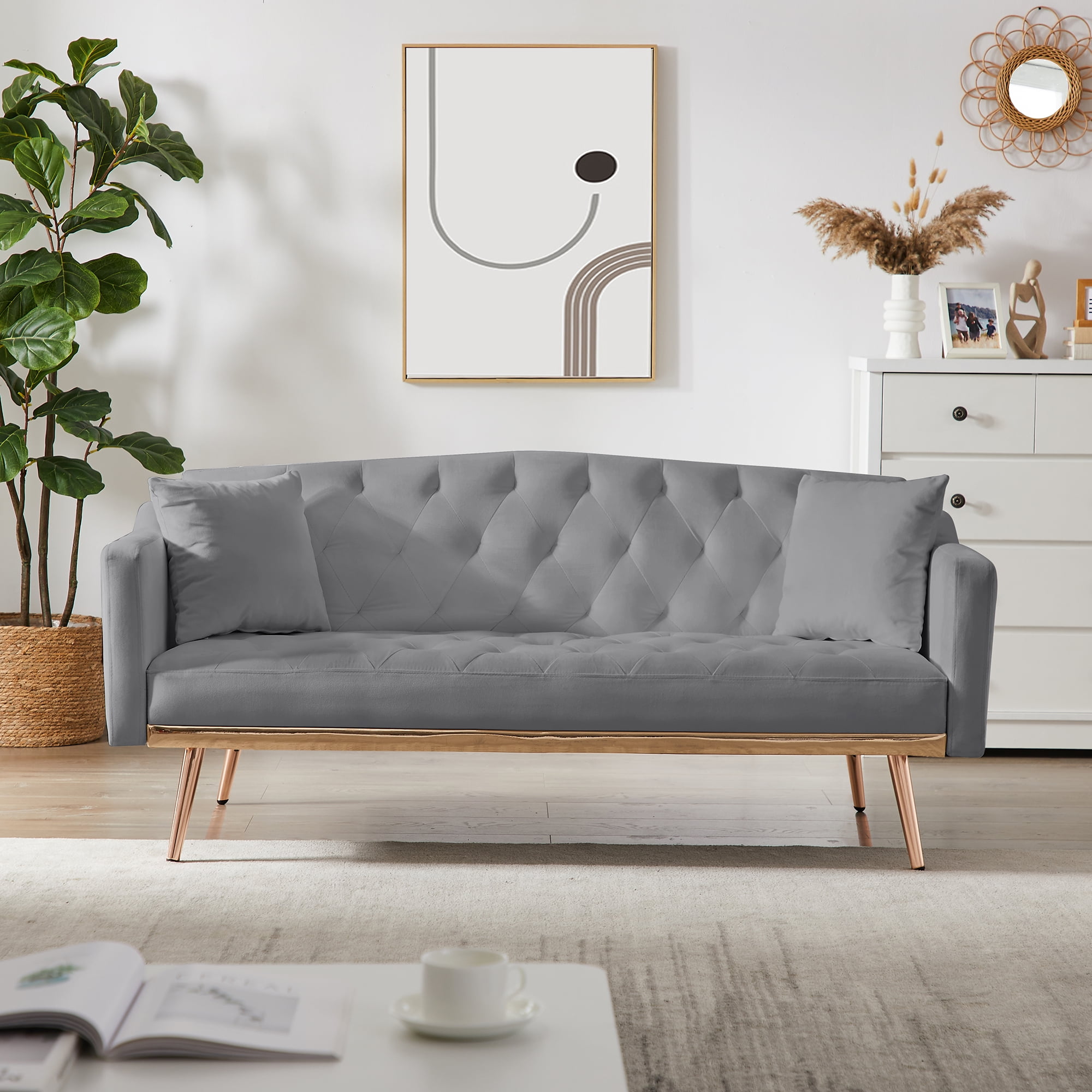 Kadyn Futon Sofa Bed with Metal Legs, Futon Convertible Sofa Bed for Living Room, 3-Speed Adjustable Living Room Sofa, Gray Kadyn Futon Sofa Bed with Metal Legs, Futon Convertible Sofa Bed for Living Room, 3-Speed Adjustable Living Room Sofa, Gray
