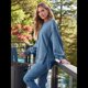 thumbnail image 4 of Sudaderas de Gran Tamaño para Mujer, Cuello Redondo, Larga, Informales, Holgadas, con Abertura, Otoño 2025 Azul Gris S, 4 of 8