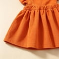 thumbnail image 5 of Toddler Girls Halloween Pumpkin Dress, Orange Corduroy Ruffle Strap Overall Dress, Cute Jack O Lantern Embroidery Princess Skirt for Holiday Party (Orange,3-4 Years), 5 of 5