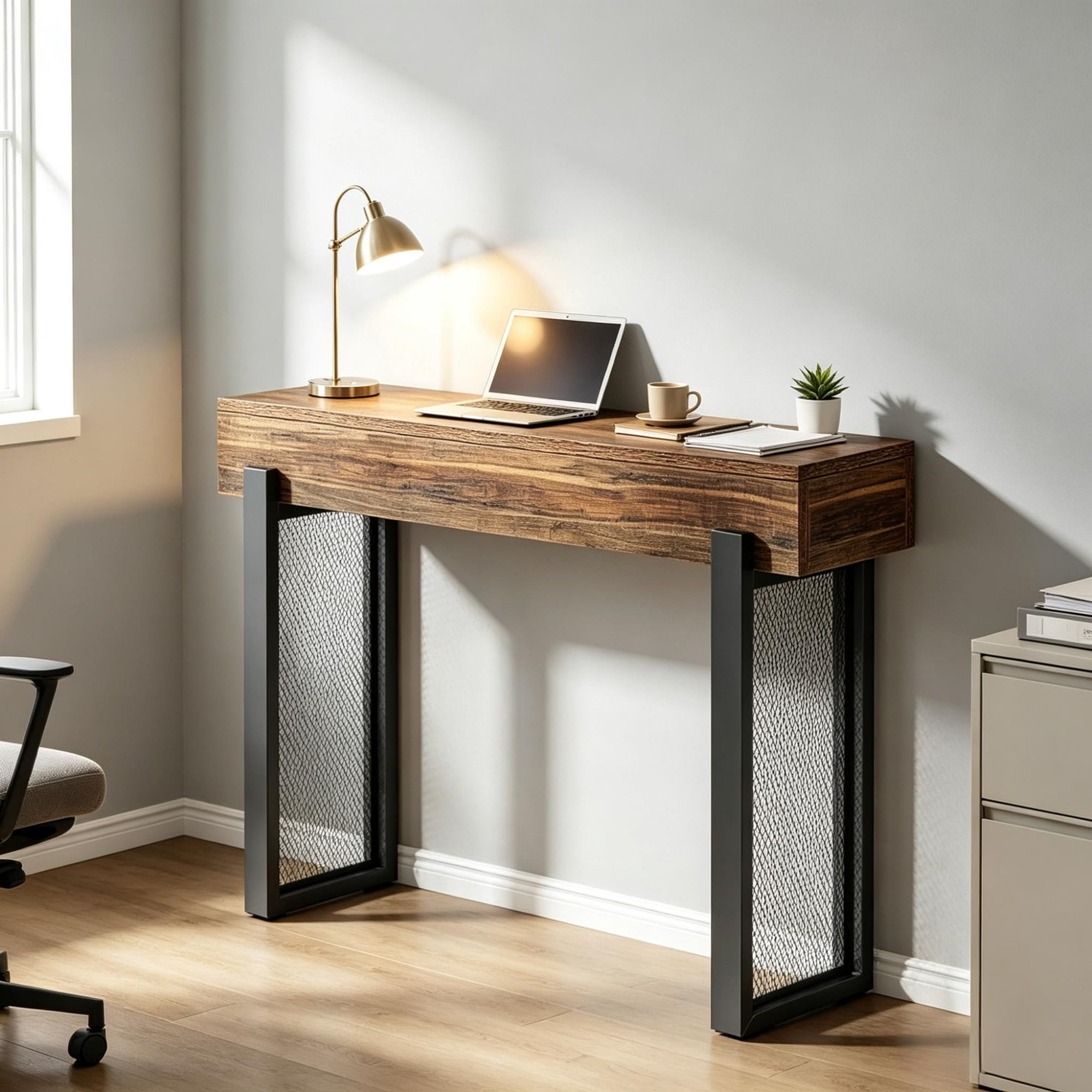 46.06 in Console Table, MDF Sofa Entryway Table with Storage and Mesh Metal Legs for Living Room, Foyer, or Behind Couch