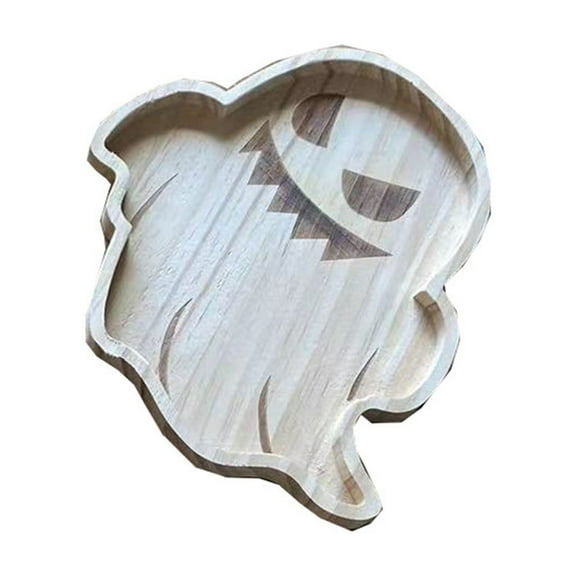 MOQIN Wooden Halloween Tray,Halloween Charcuterie Board Pumpkin Ghost Serving Trays Bamboo Cheese Platter Tray Appetizer Boards Party Serving Platters for Home Party Dinnerware Supplies,7.9 Inch