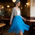 thumbnail image 4 of RYDCOT Tulle Skirts for Women Summer Fluffy Fairy Skirt Tutu A-Line Mesh Sequin Layered High Elastic Irregular Dance Skirts Sky Blue, 4 of 4