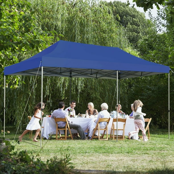 Gymax 10 x20 Pop up Canopy Tent Folding Heavy Duty Sun Shelter Adjustable W Bag Blue