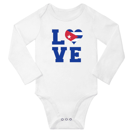 

Love Cuba Heart Flag Baby Long Slevve Bodysuit (White 3-6 Months)