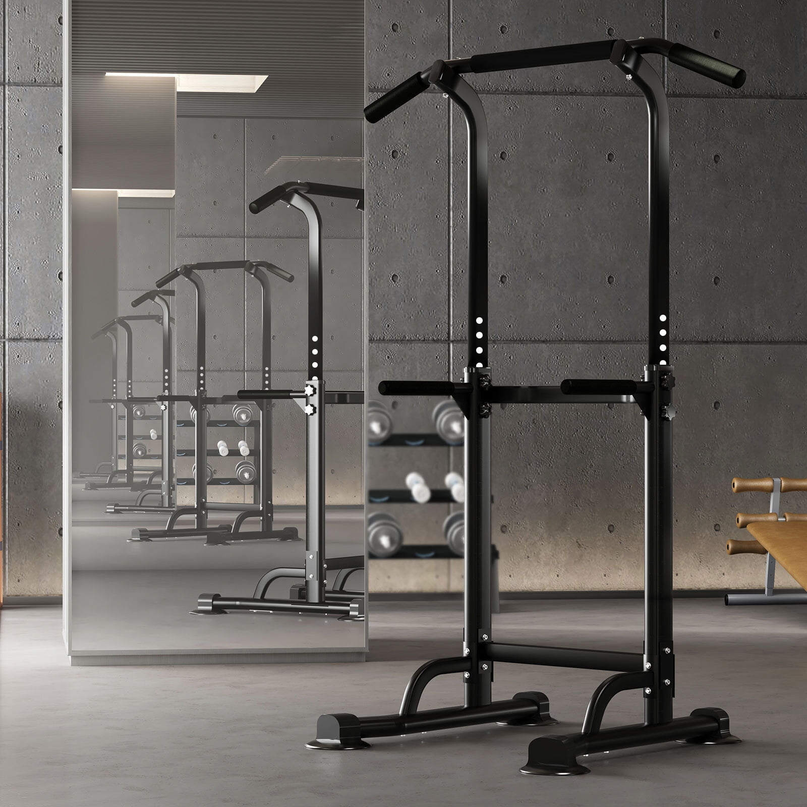 SogesPower Adjustable 83"H Pull up Bar Power Tower Multifunctional Fitness Station for Home