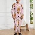 thumbnail image 2 of Boba Milk Tea Men's Pajama Set Sleepwear Pjs Lightweight Long Sleeve Crewneck Shirts and Bottoms Soft Comfy Sleep Sets XS, 2 of 5