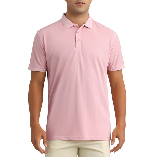 CAMISAS POLO PARA HOMBRE INSPIRE CHIC DE MANGA CORTA LIGERAS, AJUSTE REGULAR, CASUAL, DE NEGOCIOS, CAMISA SÓLIDA PARA GOLF XL ROSA
