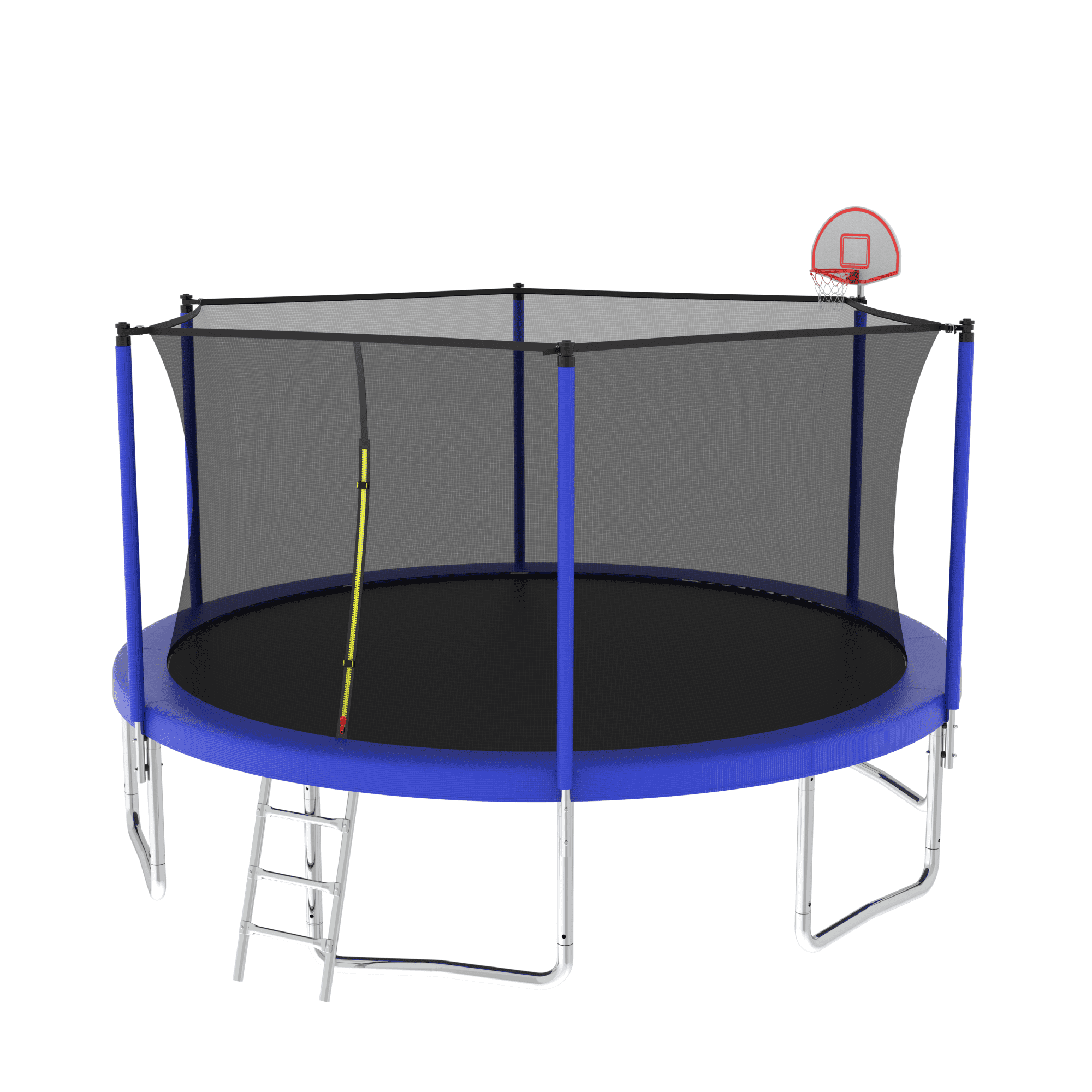 Leumius 14FT Trampoline with Basketball Hoop,Heavy-Duty Outdoor Trampoline with Enclosure Net,Upgraded Kids Recreational Trampoline for Kids and Adults,Blue
