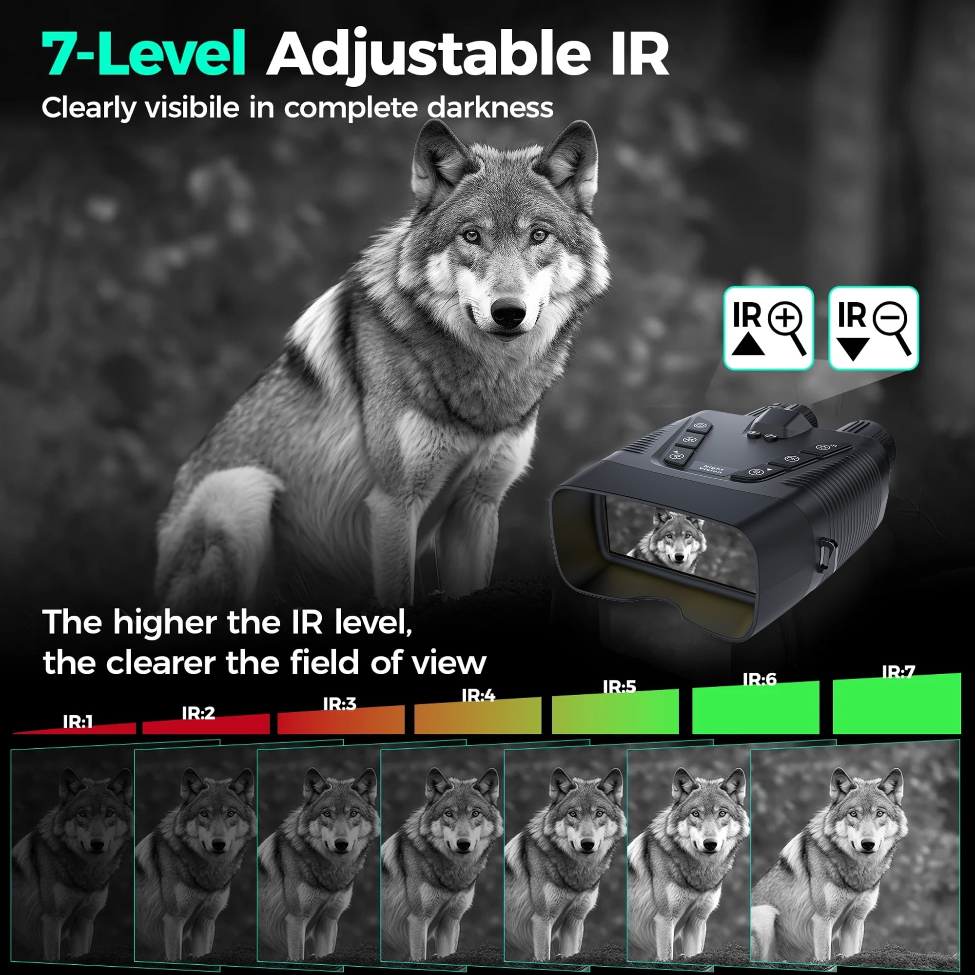 4K Night Vision Goggles, Infrared Night Vision Binoculars with HD Video and Photo Modes, 64GB Card, 10000mAh Battery, 3.99" HD Screen Binoculars for Adults Hunting Camping