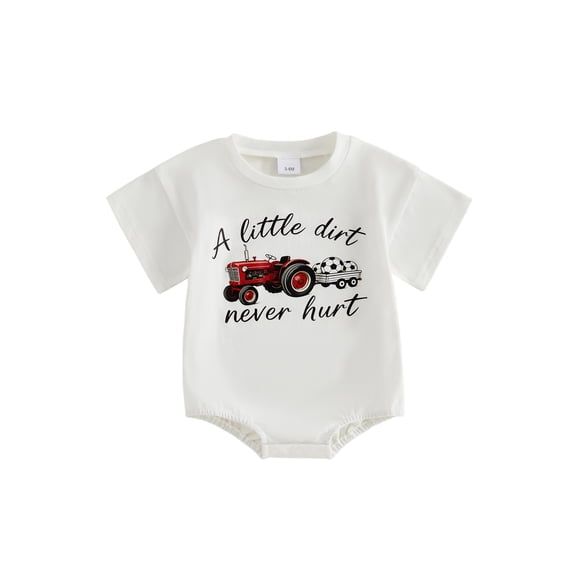 BemeyourBBs Newborn Baby Boys Summer Clothes Infant Baby Boys Football Outfit Bubble Romper Soccer in Tractor Print Short Sleeve Bodysuit Playsuit Jumpsuit