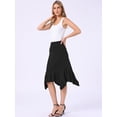 thumbnail image 4 of DARING DIVA Women's Ruffled Midi Flowy A-Line Handkerchief Hem Skirt X-Small Black, 4 of 6