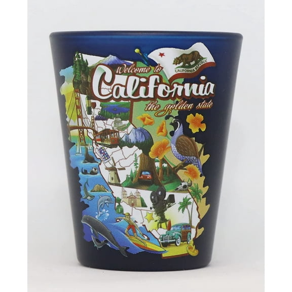 California State Map Blue Shot Glass
