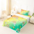thumbnail image 3 of Manfei Watercolor Rainbow Twin Sheets, Vibrant Sun Galaxy Bedding, Orange Green, 3pcs, 1 Flat Sheet, 1 Fitted Sheet and 1 Pillowcase, 3 of 6