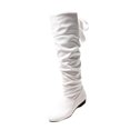 thumbnail image 2 of Willtoo Knee High Boots for Women Lace Tie Bow Pleated Thick Warm High Boots Round Toe Faux Leather Winter Shoes Soft Low Heels Dress Footwear, 2 of 4