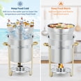 thumbnail image 2 of 11QT Gold Round Soup Chafer Set of 2, Commercial Stainless Steel Food Warmer with Notched Lid & Fuel Holder for Buffets Catering Parties, 2 of 7