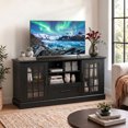 thumbnail image 2 of LIVIZA Modern Farmhouse TV Stand for TVs up to 70", Entertainment Center with Storage Cabinet & Glass Door,Black, 2 of 8