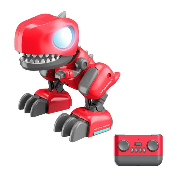 Dinosaurio mecánico de juguete RC, dinosaurio electrónico realista que camina, T Rex, tiranosaurio Rex eléctrico, juguete para ensamblar para niños rojo