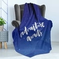 thumbnail image 4 of Saying Soft Flannel Fleece Blanket, Lettering About Travel Adventure and Vacation with Stars Night Sky Print, Cozy Plush for Indoor and Outdoor Use, 50" x 60", Violet Blue and White, by Ambesonne, 4 of 5