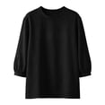 thumbnail image 3 of SDNall Women's 3/4 Sleeve Top, Round Neck Casual Solid Color T-Shirt, Versatile for Going Out, Dating, or Casual Wear, Available in Multiple Sizes from Small to XXL, 3 of 8