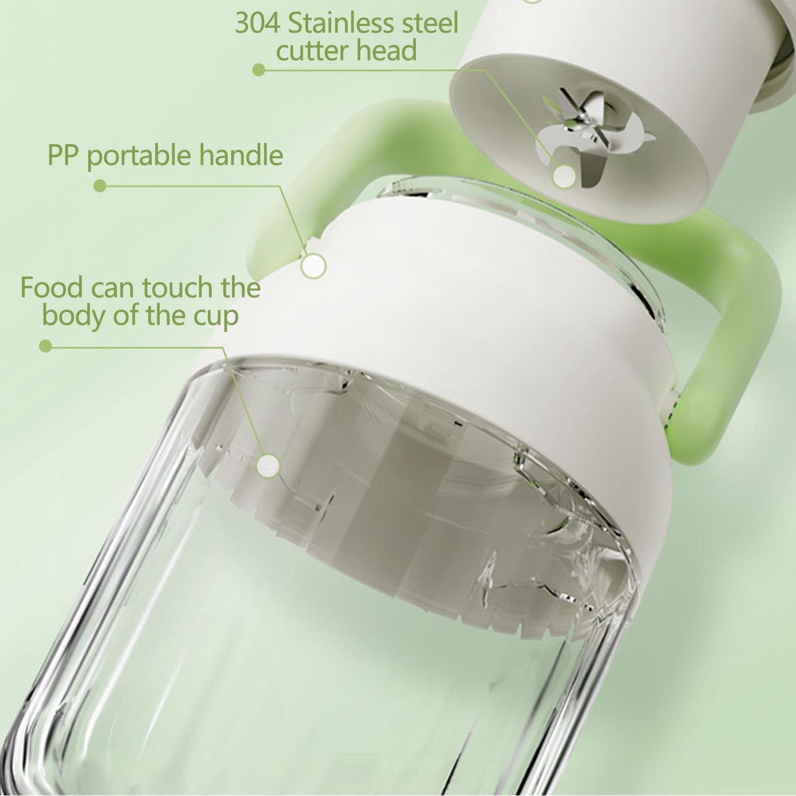Portable Usb Rechargeable Juicer Blender With Extra Handle Lid For Travel Sports Smoothie Personal Size 1000Ml