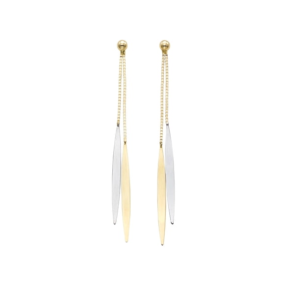14K Yellow & White Gold Finish Earrings with Push Back by IcedTime