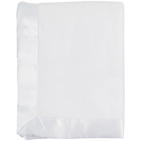 TL Care Fleece Blanket with Silk-Like Satin Trim, Soft, Warm & Cozy, White, 30" x 40" for Boys and Girls, Perfect for Baby Carrier, Stroller, Travel and Gifting