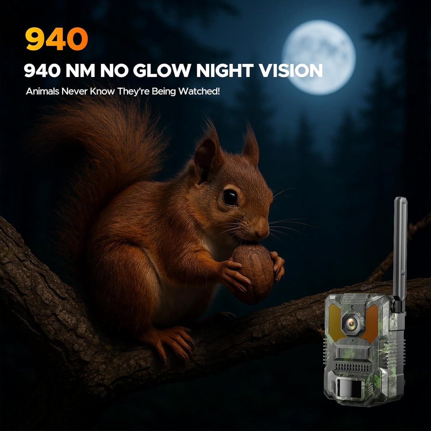 CAMPARK Cellular Trail Camera, 2.5k Live Streaming Solar Powered Game Deer Cameras with Night Vision Motion Activated, Waterproof IP66 Built-in SIM Card, No WiFi Needed for Hunting