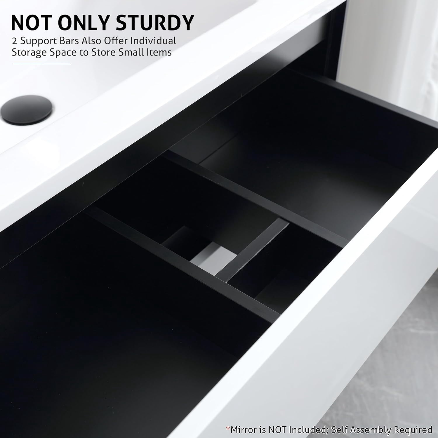Eclife 30" Bathroom Vanity Cabinet with Undermount Ceramic Sink, 2 Big Drawers, Matte Black Faucet