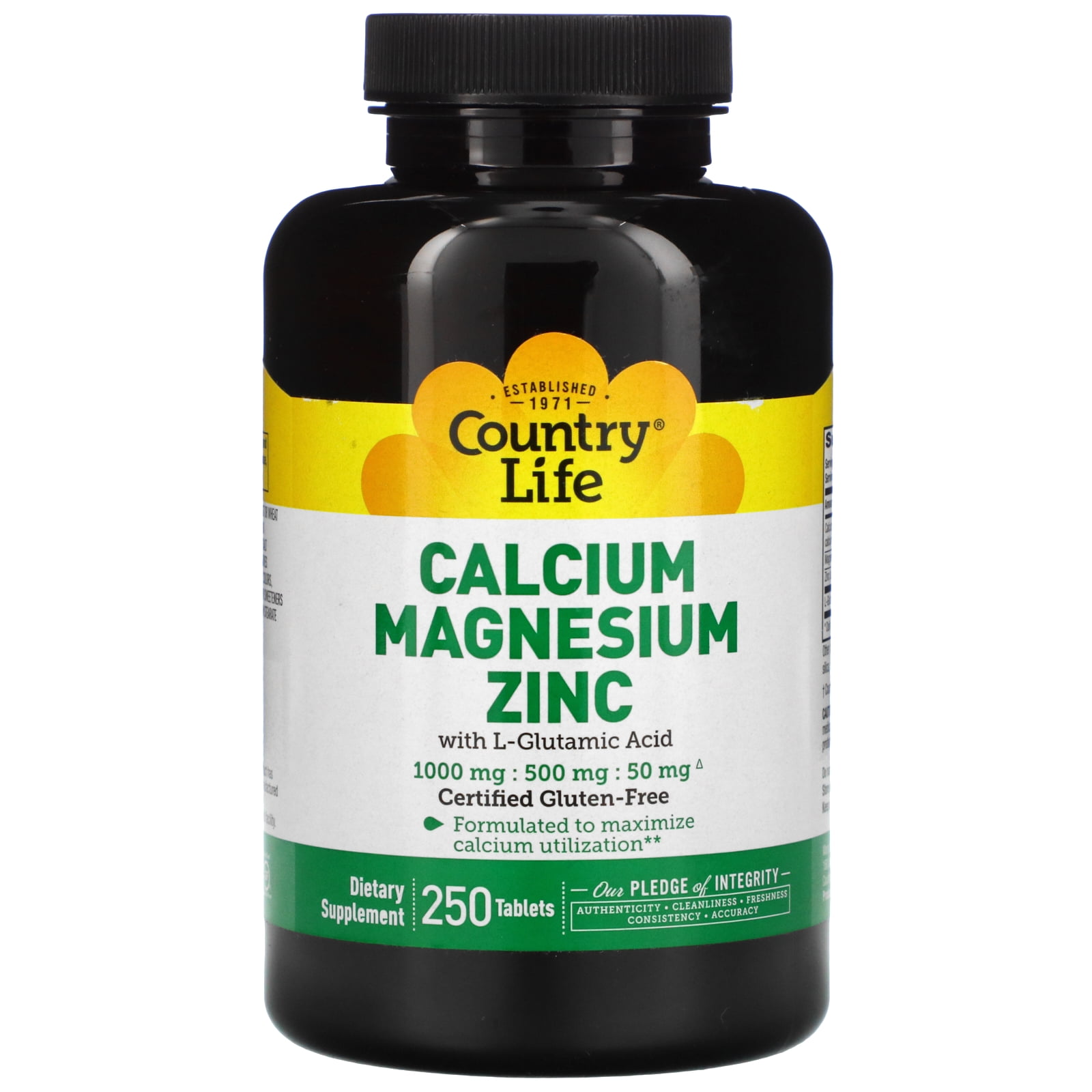 Calcium Magnesium Zinc, 250 Tablets, Country Life