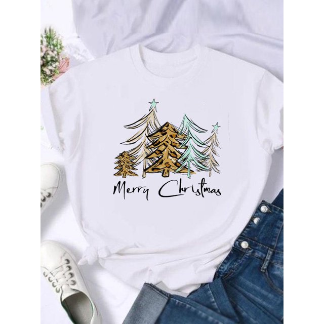 Camiseta con estampado de feliz navidad para mujer, ropa de vacaciones de los años 90, camisetas de año nuevo, camiseta gráfica, regalo de tendencia, 2025