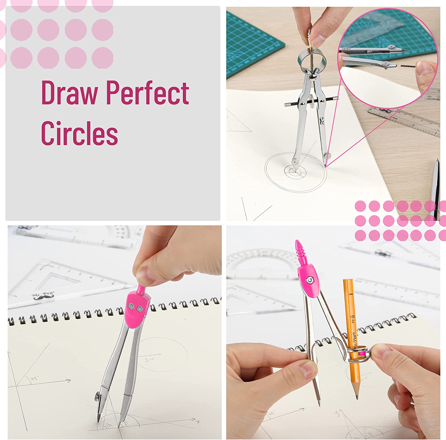 Mr. Pen Geometry Set with Compass, Rulers, Protractor photo 5