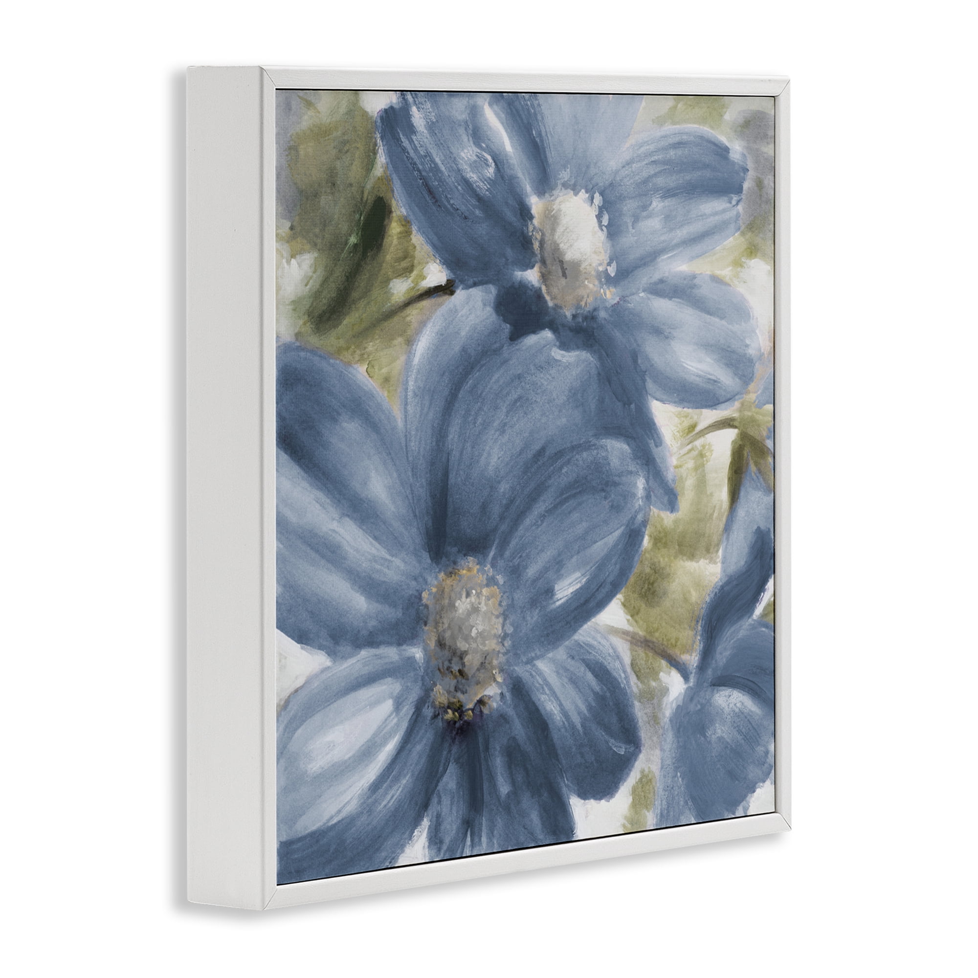 Stupell Industries Walk In Beauty Blue Flowers White Framed Giclee Art, design by Lanie Loreth