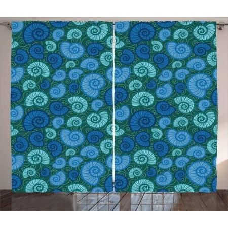 Shells Curtains 2 Panels Set Periwinkle And Chesnut Turban Shell