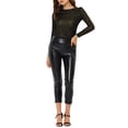 thumbnail image 2 of INSPIRAR CHIC Blusa de Mujer de Manga Larga Brillante con Purpurina Metálica Negra Brillante, 2 of 6