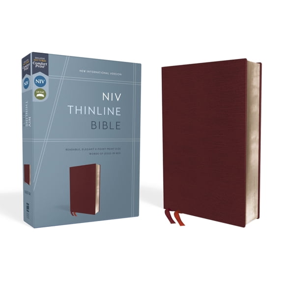 NIV, Thinline Bible, Bonded Leather, Burgundy, Red Letter Edition, (Hardcover)