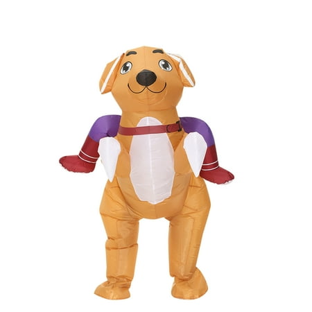 USSUMA Cartoon Ride A Dog Inflatable Suit With Fan Riding Dog Animal Costume Parent-child Activity Photo Props