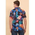 thumbnail image 4 of Men's Regular Fit Tropical Print Shirt Short Sleeve Button-Down Casual Wear (MS1_Black Blue_L), 4 of 6