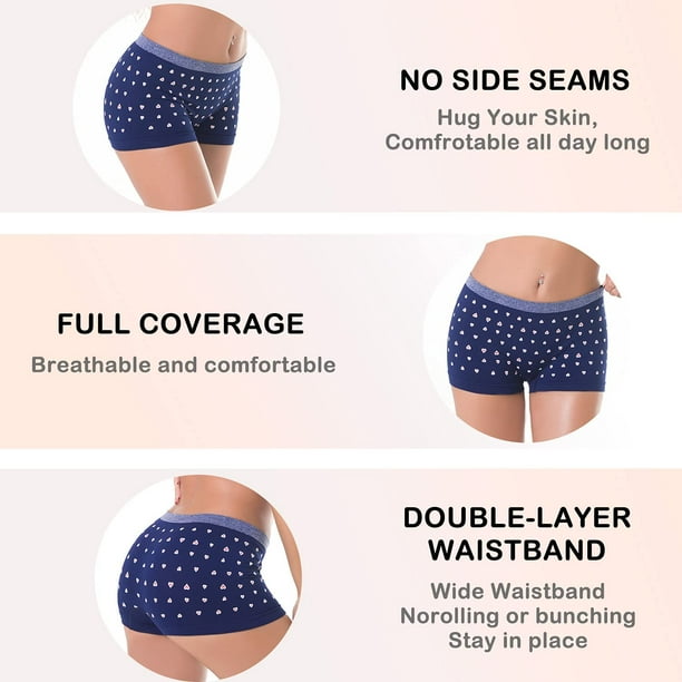 Women's Boyshort Panties Seamless Nylon Underwear Stretch Boxer Briefs 5  Pack