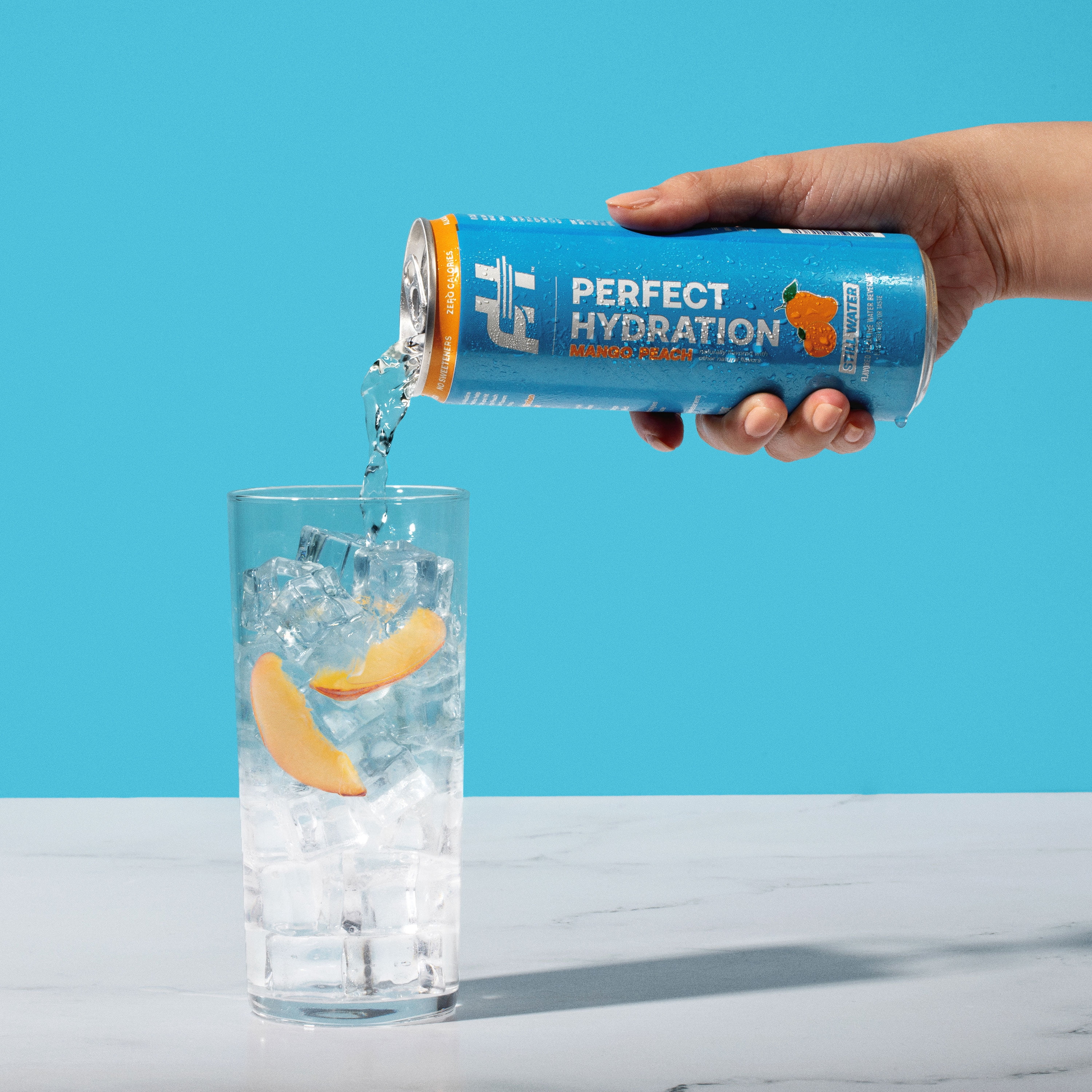 Perfect Hydration Mango Peach Flavored Alkaline Water, 0 Sugar, 0 Calories, 12 oz cans, Pack of 12
