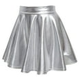 thumbnail image 4 of RUTAYY Women Casual Fashion Shiny Metallic Flared Pleated A-Line Mini Skirt Solid Color Flowy Swing Pleated Beach Skirts, 4 of 8