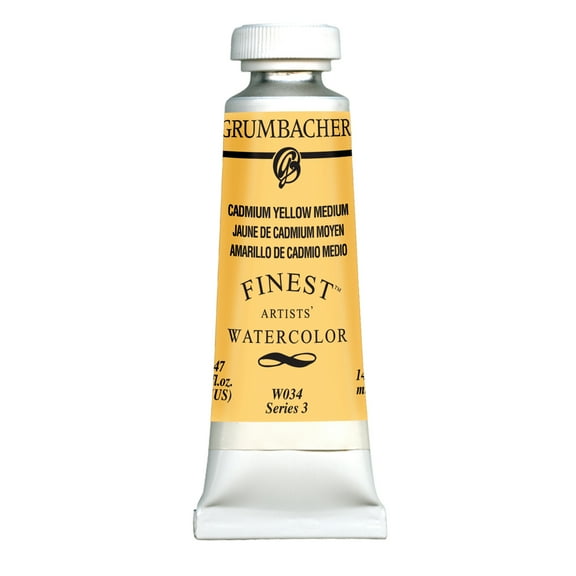 Grumbacher Finest Artists' Watercolor, 14ml Tube, Cadmium Yellow Medium