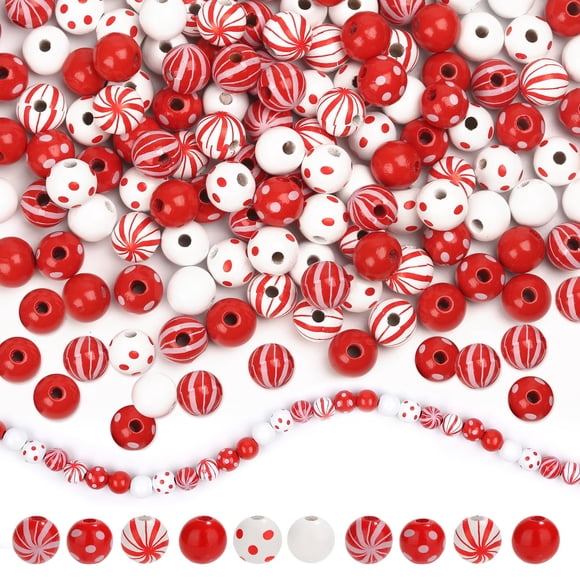 Craft Beads Lucomb, 180 unidades, cuentas navideñas de madera de 16 mm